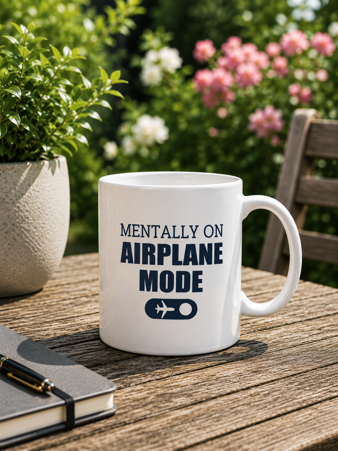 Mentally On Airplane Mode Mug | Funny Introvert Quote Coffee Cup | Travel Mood Ceramic Mug - PTA008M
