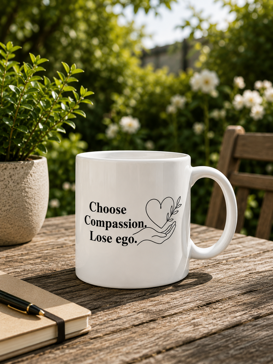 Choose Compassion Lose Ego Mug | Inspirational Quote Coffee Cup | Mindfulness Motivational Ceramic Mug - PTA007M
