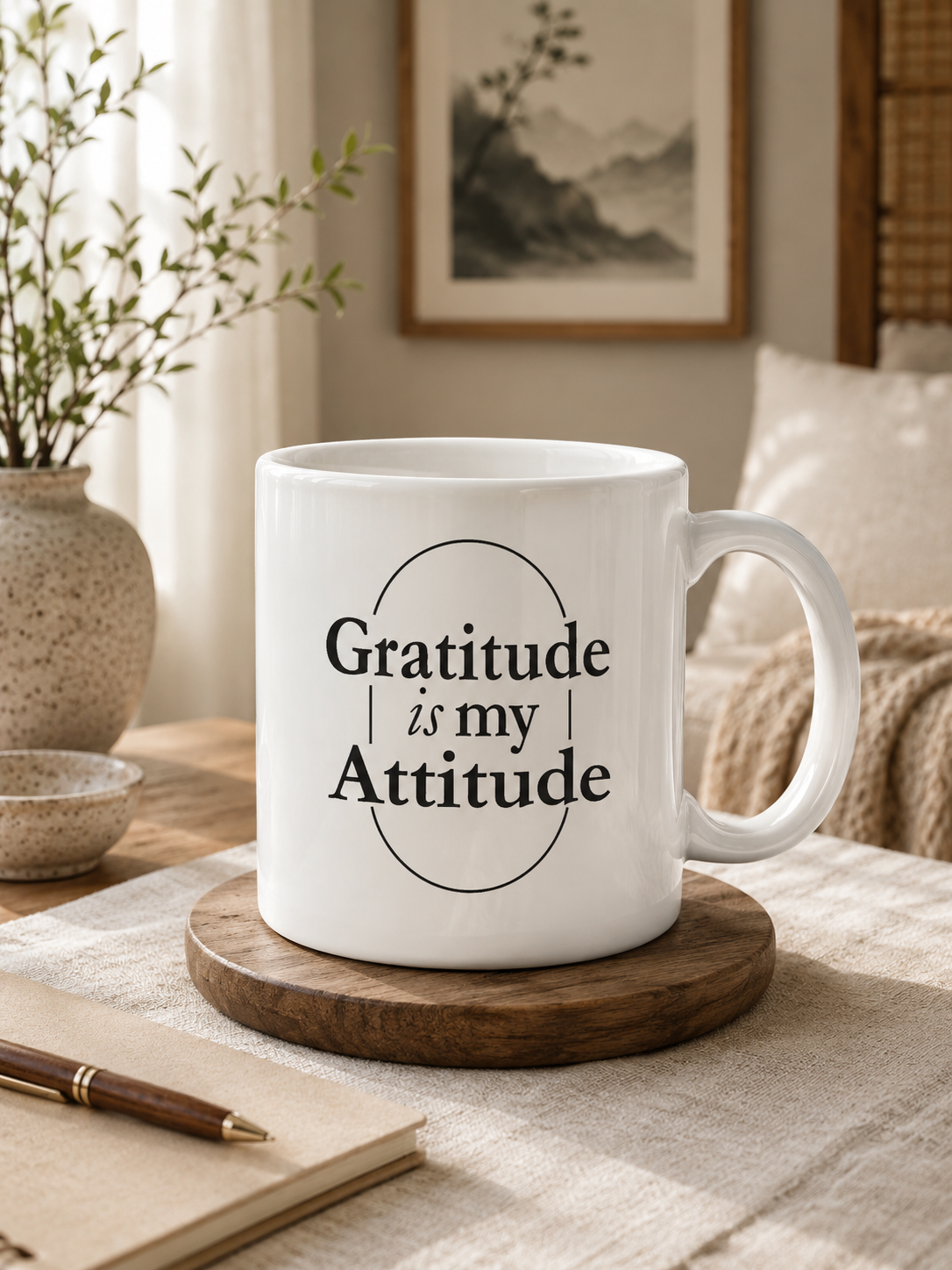 Gratitude Is My Attitude Mug | Inspirational Quote Coffee Cup | Positive Mindset Ceramic Mug - PTA010M