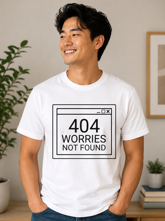 Coding Humor T-Shirt | 404 Error Worries Not Found | IT Geek Graphic Tee - PTA017T