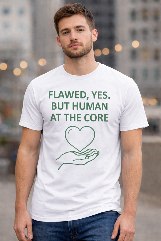 Flawed, Yes. But Human at the Core Shirt | Self Love Quote T-Shirt | Minimal Typography Tee - PTA016T
