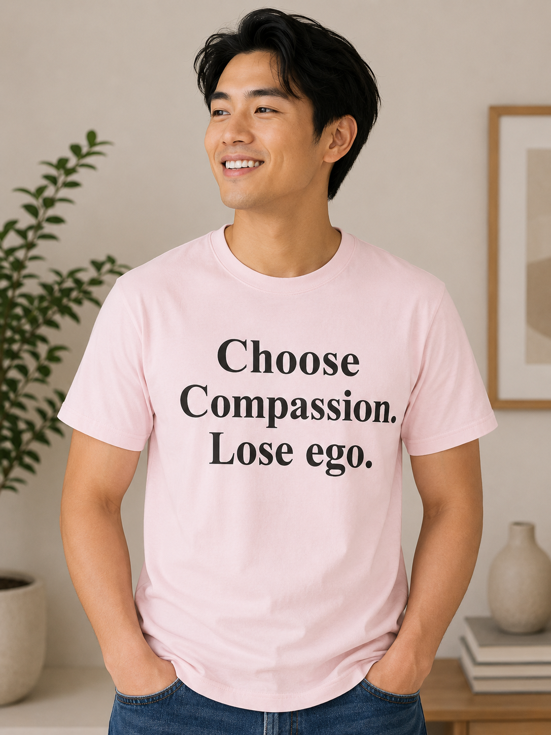 Choose Compassion Lose Ego Shirt | Personal Growth Quote T-Shirt | Minimal Typography Tee - PTA007T