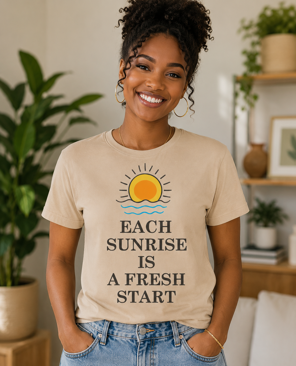 Each Sunrise Is a Fresh Start T-Shirt | New Beginnings Quote Tee | Unisex Graphic T-Shirt - PTA001T