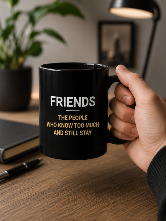 Friends The People Who Know Too Much And Still Stay Mug | Best Friend Gift Coffee Cup | Friendship Quote Mug - PTA018M