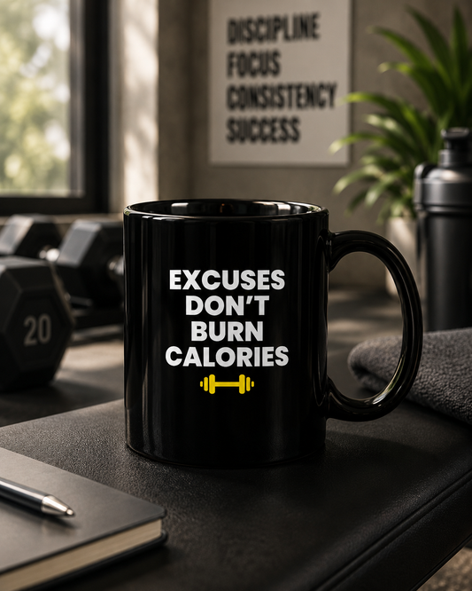 Excuses Don’t Burn Calories Mug | Funny Gym Coffee Mug | Fitness Motivation Cup - PTA025M