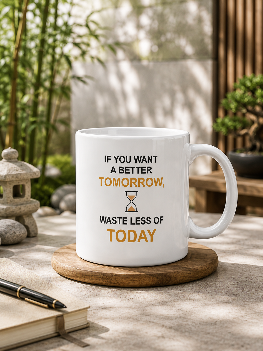Waste Less of Today Mug | Motivational Quote Coffee Cup | Productivity & Time Management Ceramic Mug - PTA009M