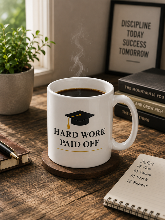 Hard Work Pays Off Mug – Graduation & Student Motivation Coffee Mug - PTAG003M