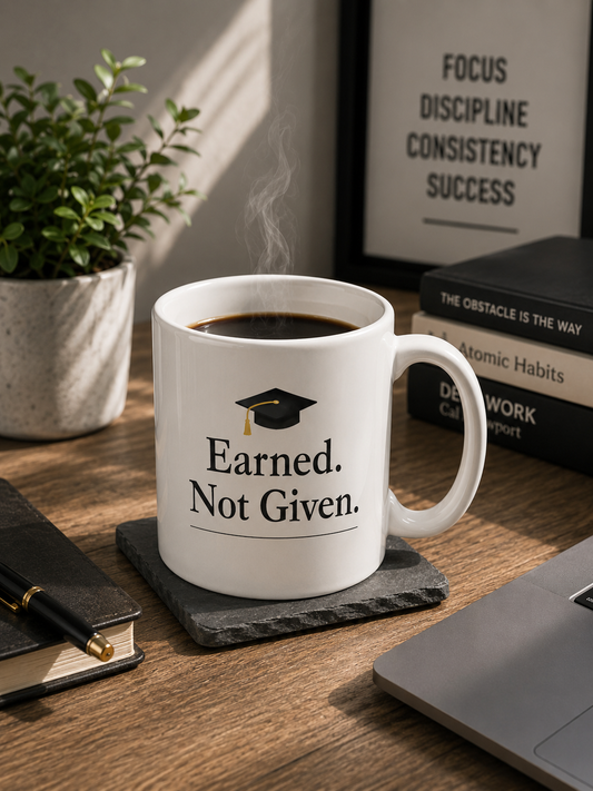 Earned Not Given Mug – Graduation Coffee Mug | Hard Work Motivation Gift - PTAG002M