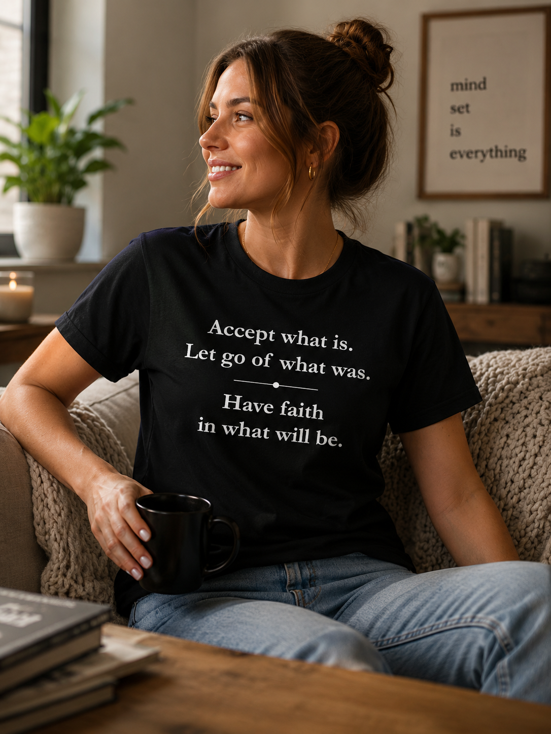 Life Quote T-Shirt | Accept What Is Let Go of What Was | Minimal Graphic Tee - PTA046T_D