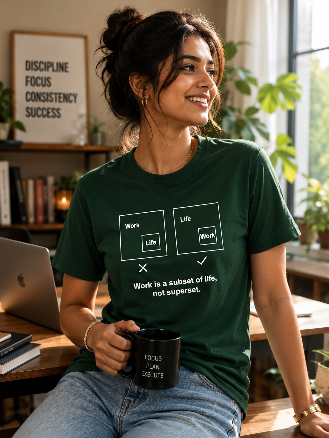 Work Life Balance T-Shirt | Work Is a Subset of Life | Minimal Graphic Tee - PTA045T_D