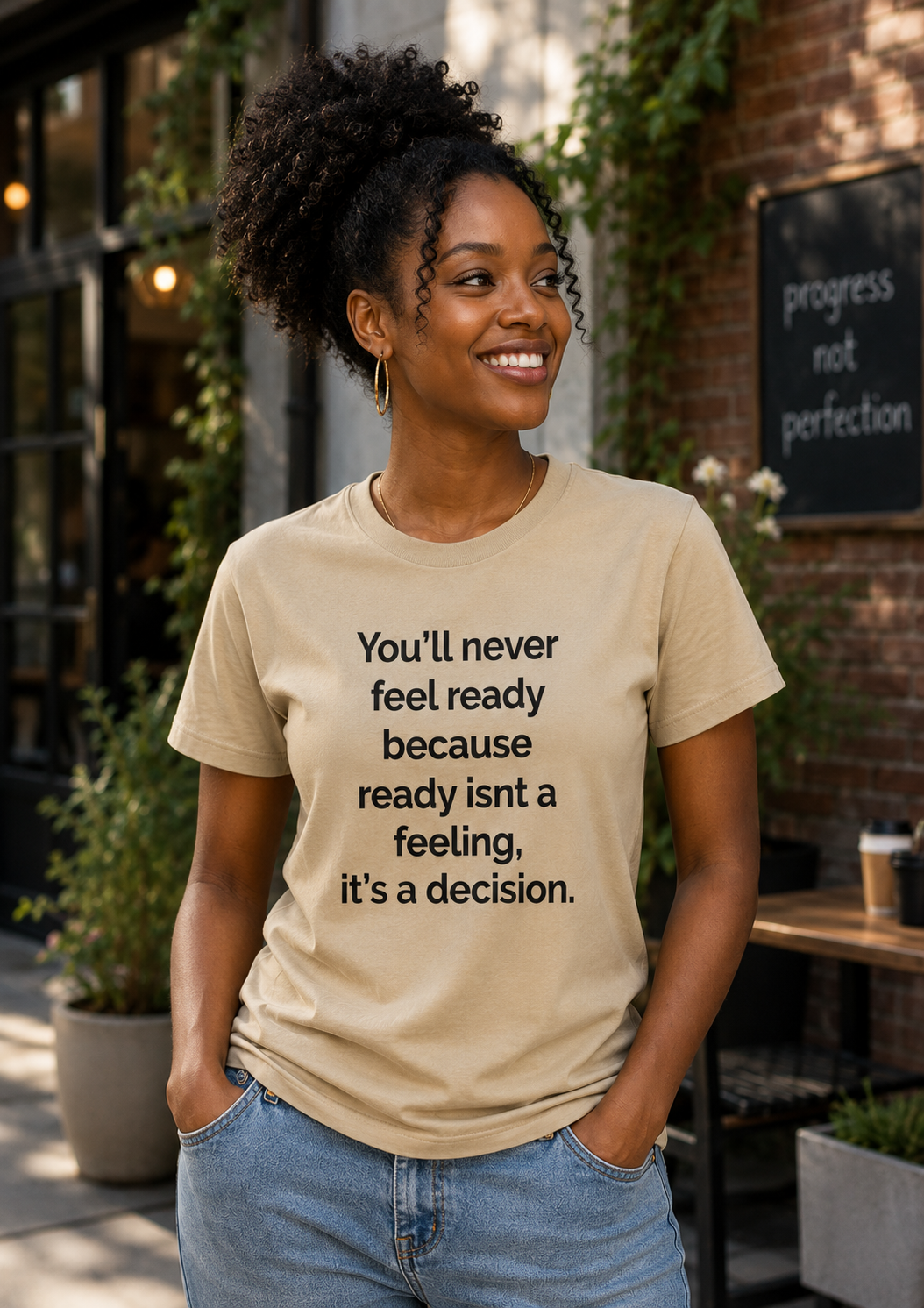 Mindset Quote T-Shirt | Ready Is a Decision | Minimal Inspirational Graphic Tee - PTA044T