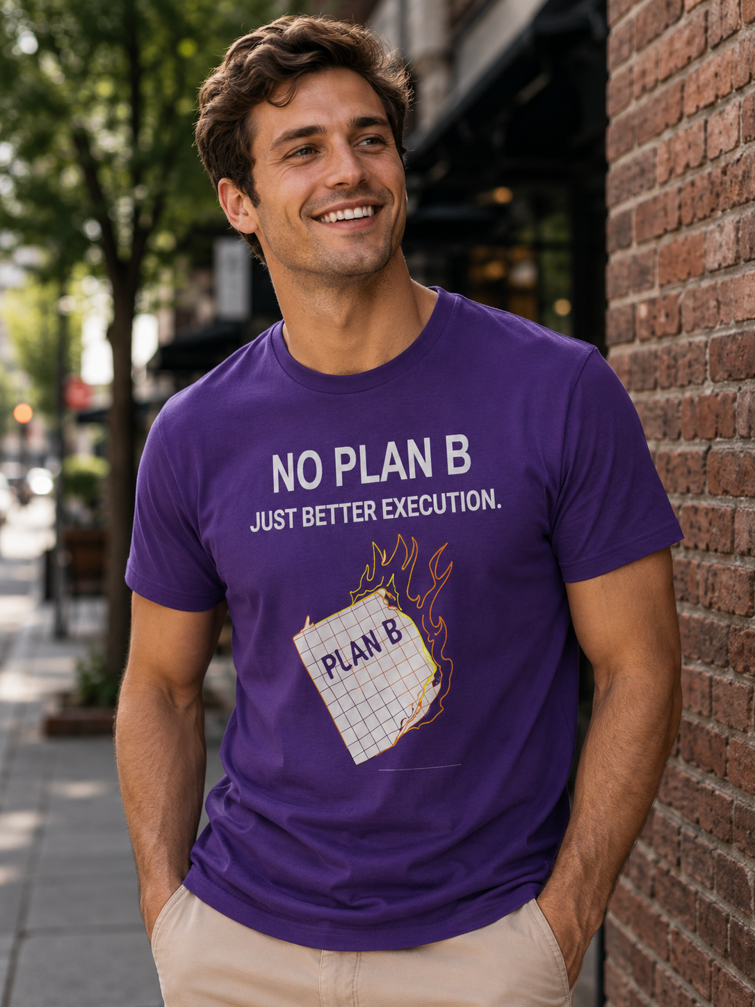 Bold Quote T-Shirt | No Plan B Just Better Execution | Motivational Graphic Tee - PTA043T_D