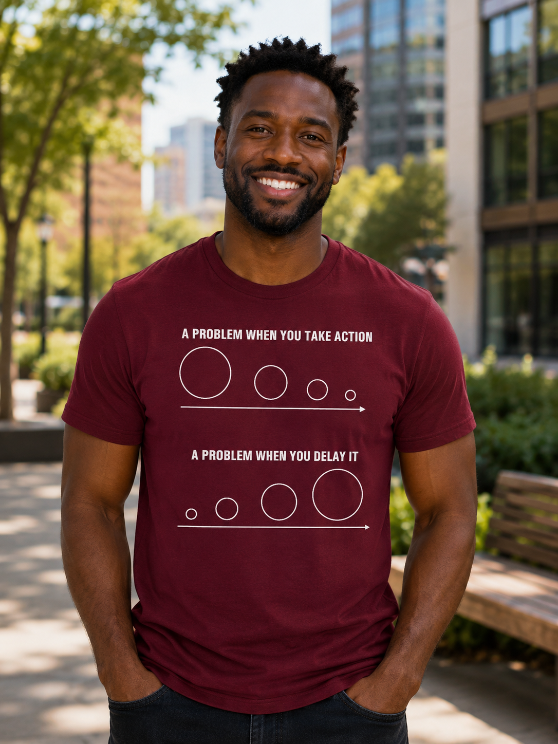 Productivity Quote T-Shirt | Action vs Delay | Minimal Inspirational Graphic Tee - PTA039T_D