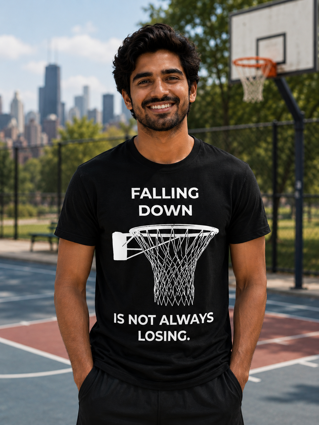 Minimal Quote T-Shirt | Falling Down Is Not Always Losing | Inspirational Tee - PTA032T_D
