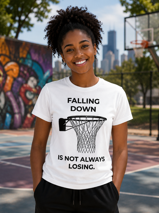 Falling Down Is Not Always Losing T-Shirt | Minimal Inspirational Graphic Tee - PTA032T