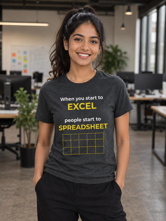 Motivational Quote T-Shirt | Excel vs Spreadsheet | Minimal Productivity Graphic Tee - PTA030T_D