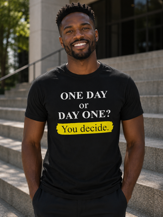 Motivational Quote T-Shirt | One Day or Day One | Minimal Inspirational Graphic Tee - PTA029T_D