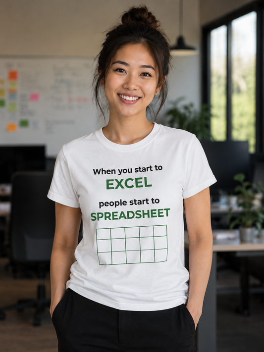 Motivational Quote T-Shirt | Excel vs Spreadsheet | Minimal Productivity Graphic Tee - PTA030T
