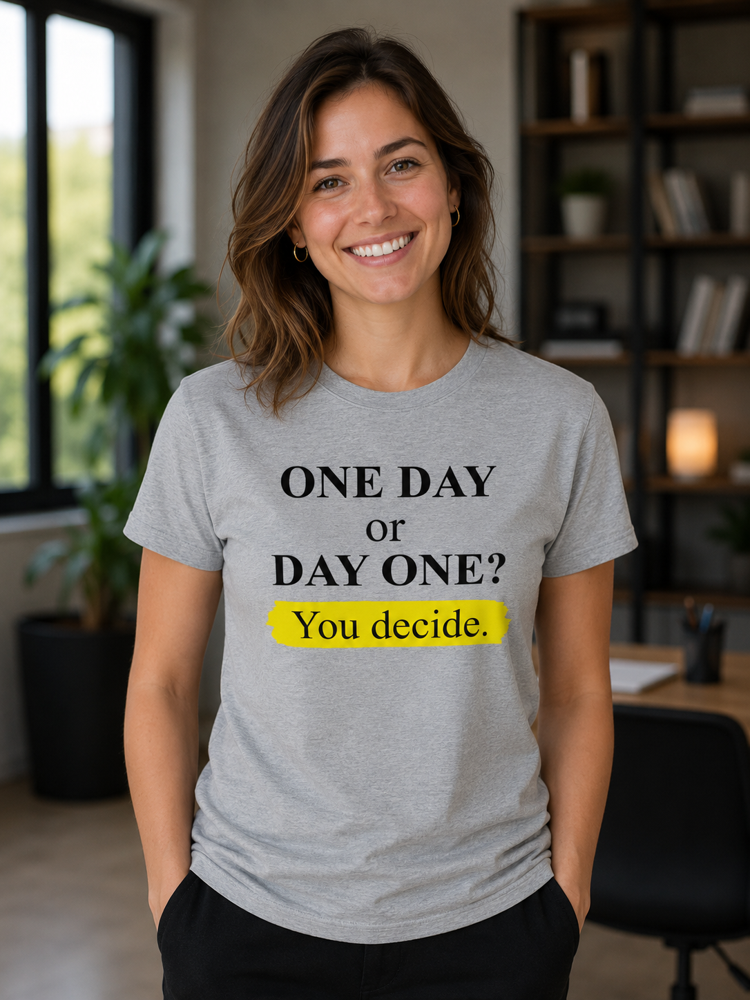 Motivational Quote T-Shirt | One Day or Day One | Minimal Inspirational Graphic Tee - PTA029T