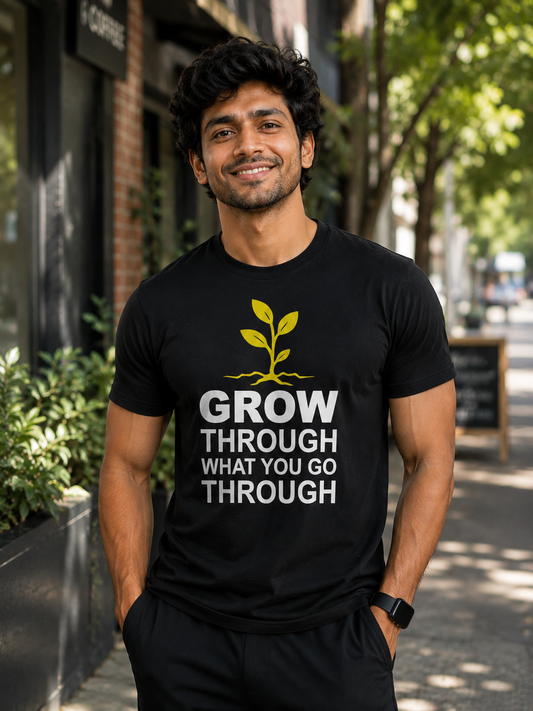 Grow Through What You Go Through T-Shirt | Motivational Quote Graphic Tee | Inspirational Unisex Shirt - PTA005T