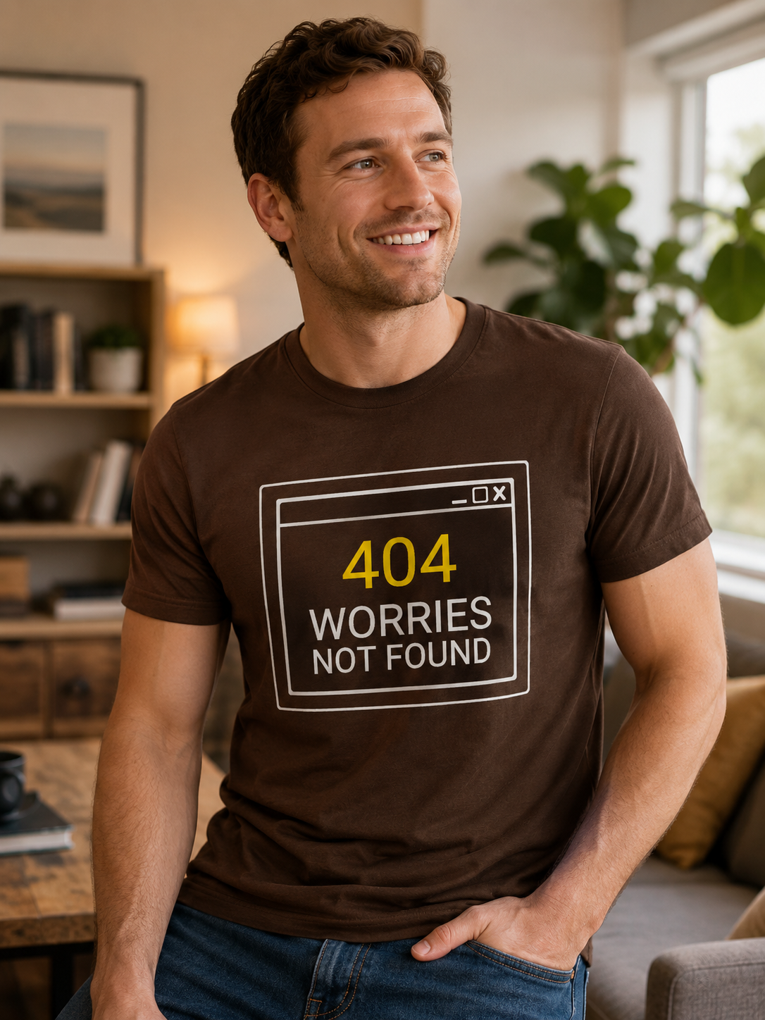 Tech Humor Quote T-Shirt | 404 Error Worries Not Found | Minimal Tee - PTA017T