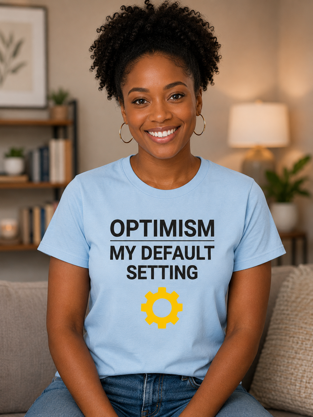 Optimism Default Setting T-Shirt | Positive Attitude Quote Tee | Unisex Graphic T-Shirt - PTA003T