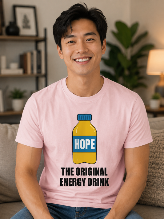 Hope The Original Energy Drink T-Shirt | Funny Motivational Quote Graphic Tee | Positive Mindset Unisex T-Shirt - PTA0001T