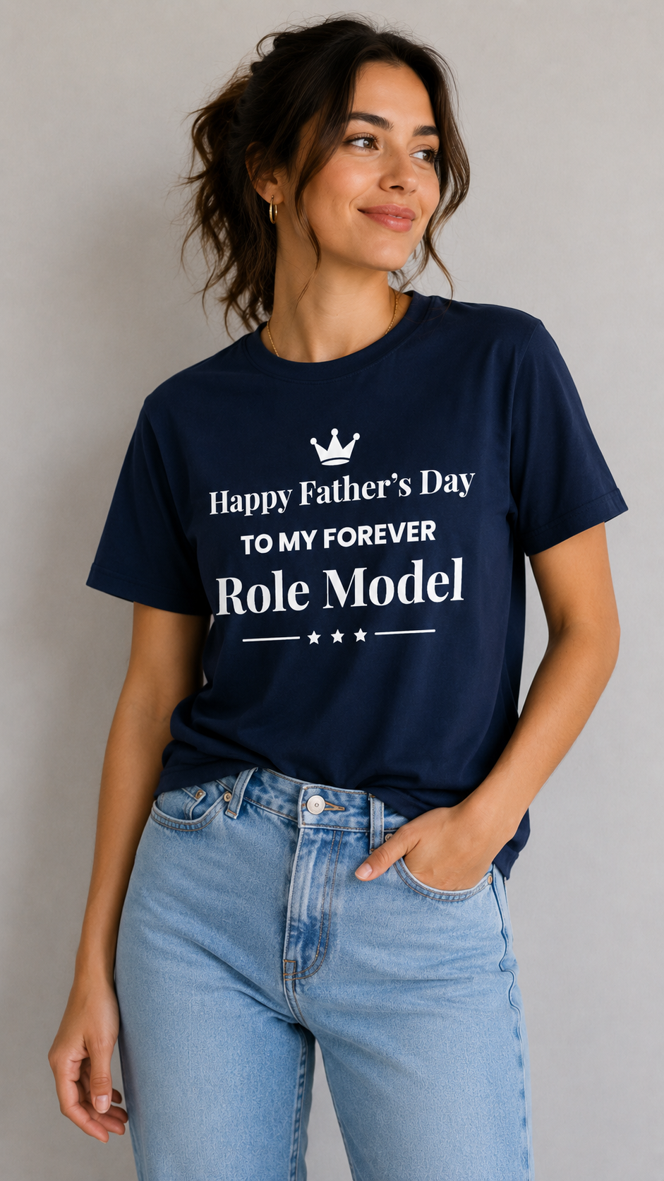 Happy Father’s Day To My Forever Role Model T-Shirt | Crown Dad Quote Tee | Father’s Day Gift Shirt - PTAS_0013B_T (P)