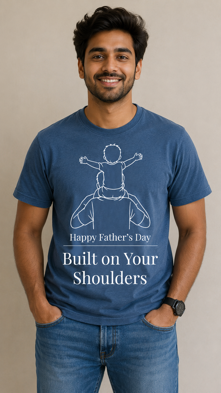 Built On Your Shoulders Father's Day T-Shirt | Dad Quote Tee | Emotional Father’s Day Gift Shirt - PTAS_0017B_T(P)