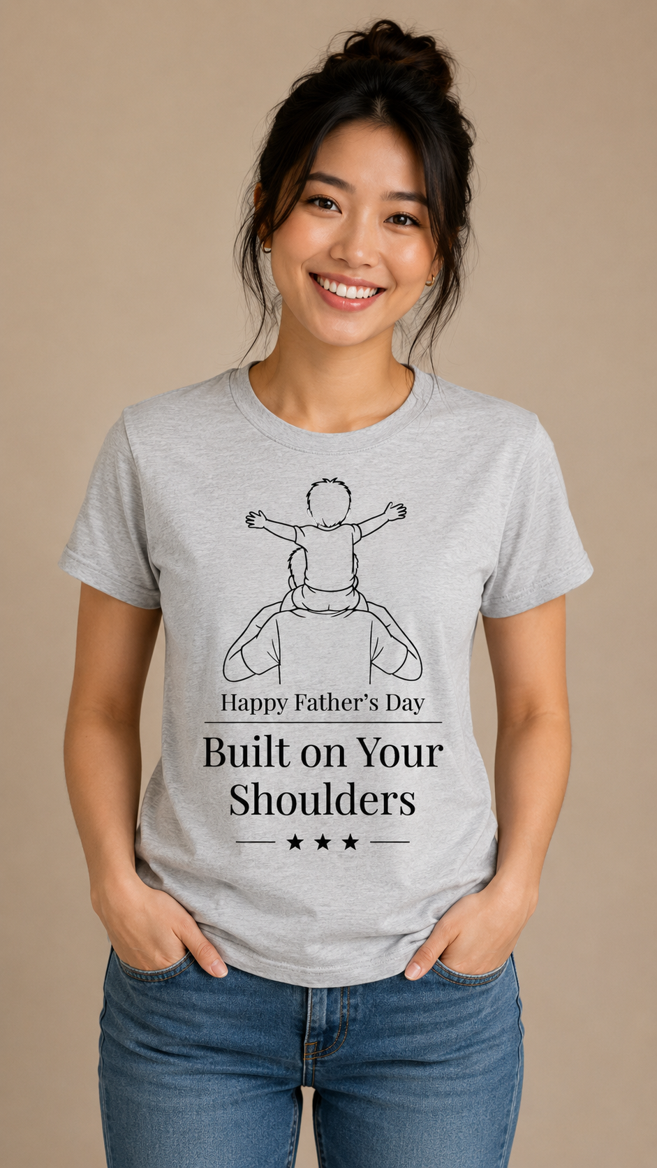Built on Your Shoulders Father’s Day T-Shirt | Emotional Gift for Dad | Father and Child Graphic Tee - PTAS_0017A_T