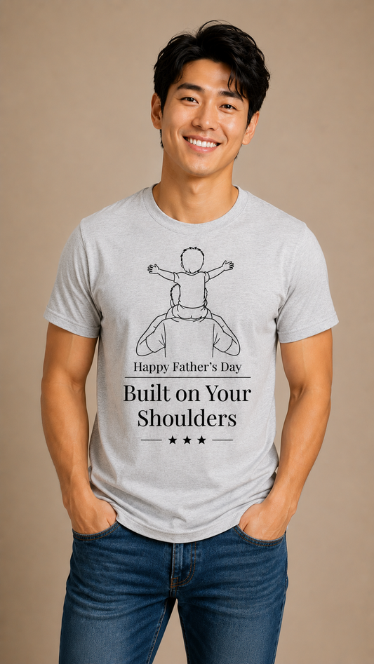 Built on Your Shoulders Father’s Day T-Shirt | Emotional Gift for Dad | Father and Child Graphic Tee - PTAS_0017A_T