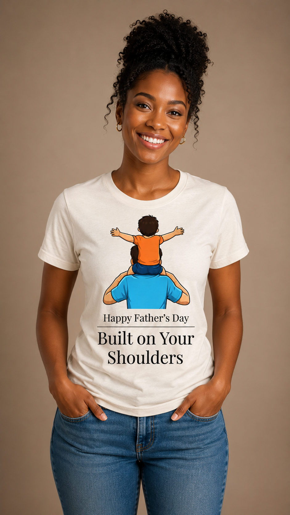 Built on Your Shoulders Father’s Day T-Shirt | Emotional Gift for Dad | Father and Child Graphic Tee - PTAS_0016A_T